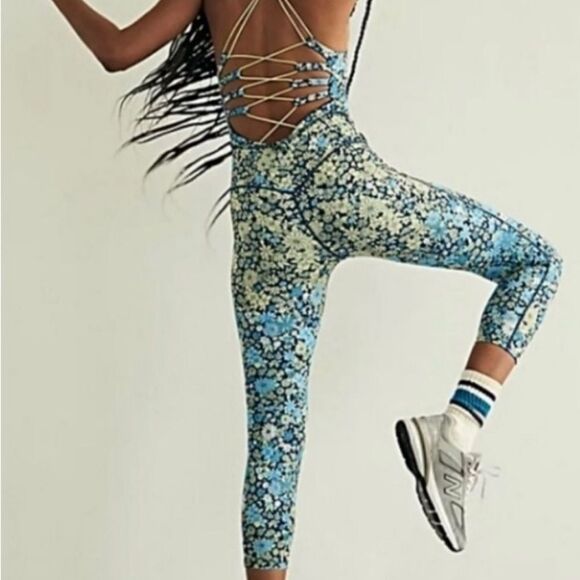 FREE PEOPLE FP MOVEMENT SHE'S GOT RHYTHM PRINTED ONE PIECE 
JUMPSUITS size S - Picture 1 of 6